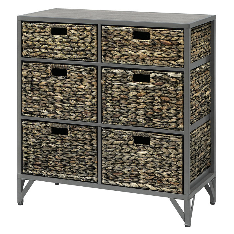 Commode décorative 6 tiroirs Pensacola, gris