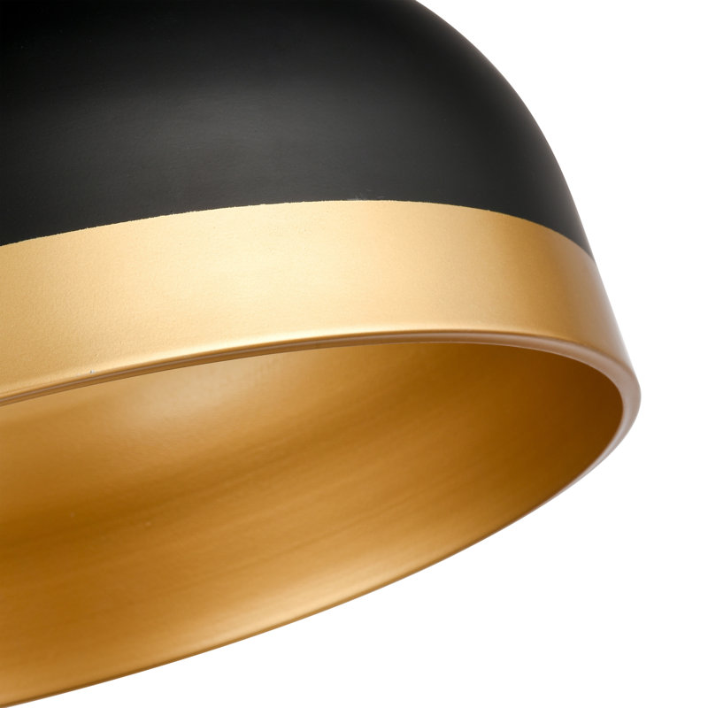 Luminaire suspendu 3 lumières avec abat-jour en acier Mercer41 Elington, Noir mat / Or