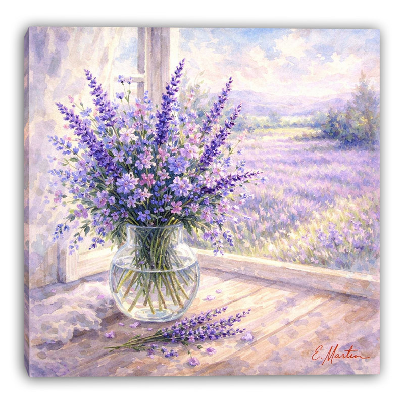 Fenêtre, bouquet de fleurs, art mural sur toile IV, L 20 po x H 20 po x P 1,5 po
