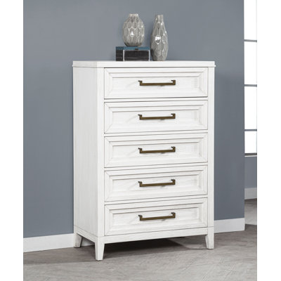Loane 5-Drawer Bedroom Chest Distressed White