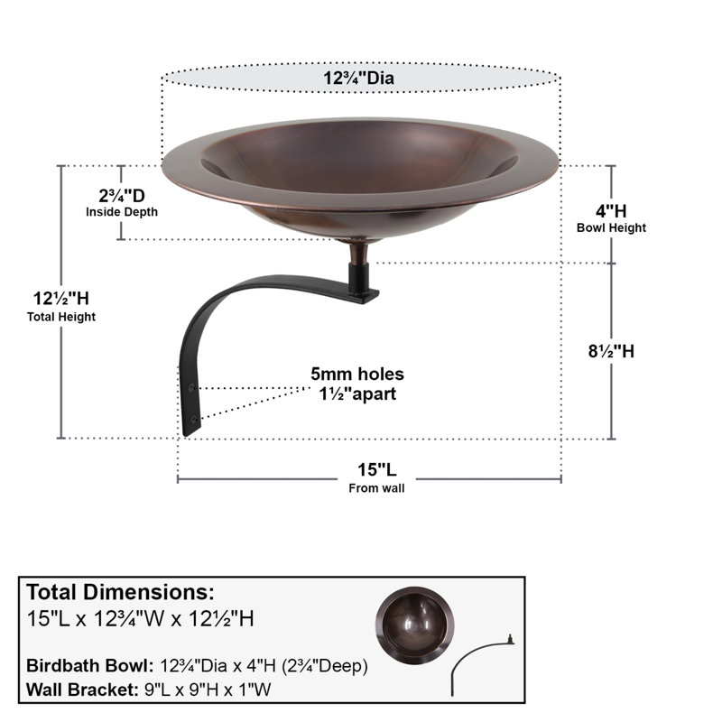Classic II Birdbath with Wall Mount Bracket