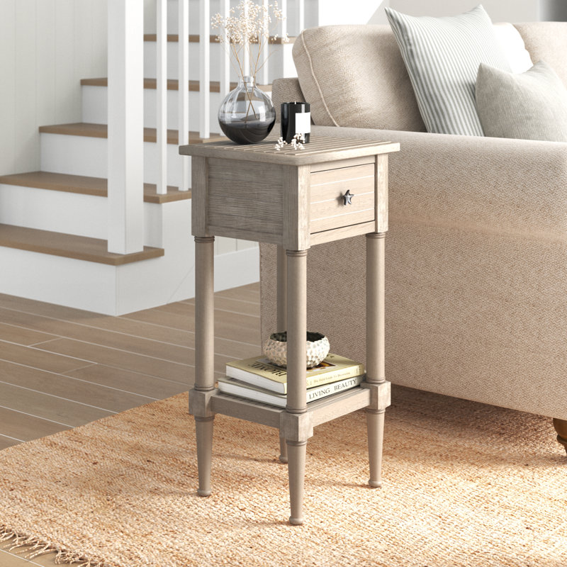 Barrydale Solid Wood Top End Table with Storage, Brown
