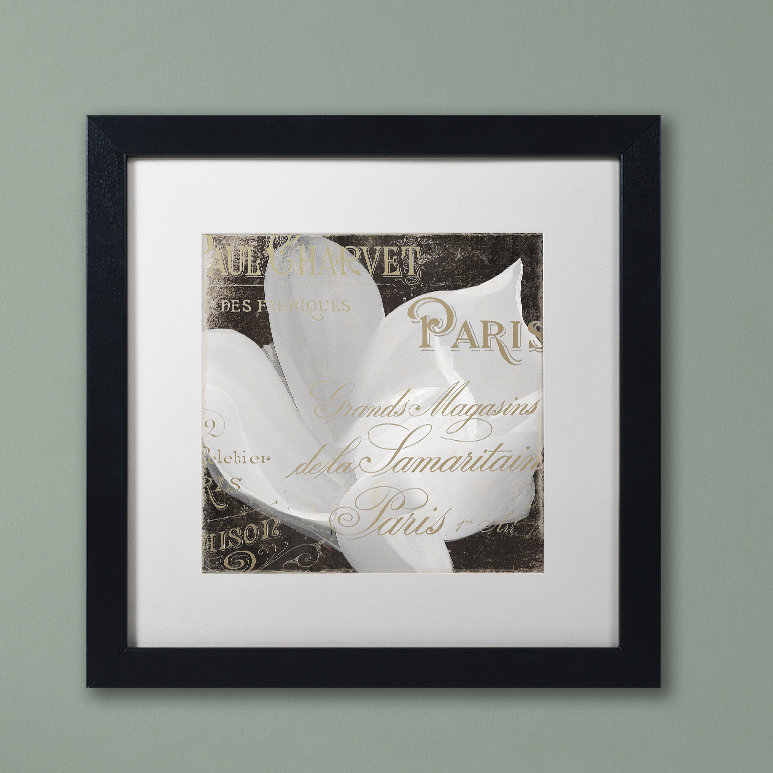 Jadaya «Fleurs Blanc II» par Color Bakery, impression encadrée, H 11 po x l 14 po x P 0,5 po, Blanc, Cadre noir