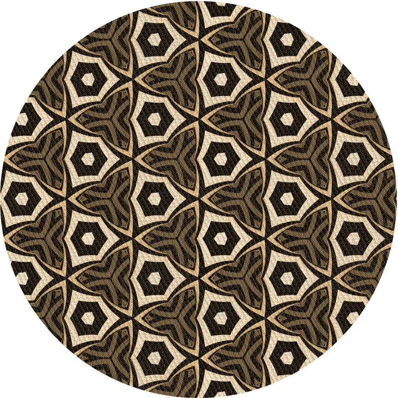 Tapis géométrique brun, Rond 4 pi