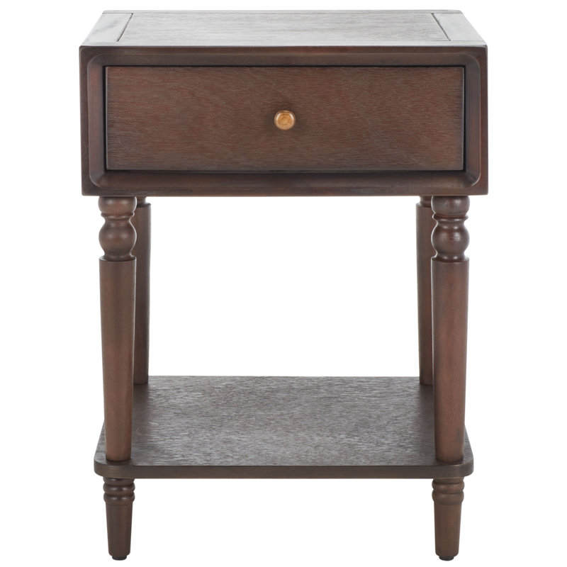 Kleban Solid Wood End Table with Storage, Walnut