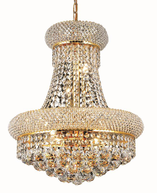 Ston Easton 8-Light Crystal 2-Tier Empire Chandelier, Gold, 20" H x 16" W x 16" D