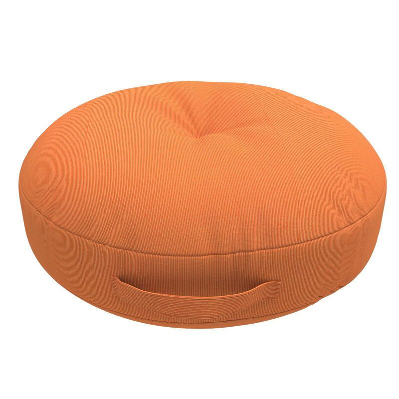 Indoor / Outdoor Circular Floor Cushion, Canvas Tangerine, Circular 55.9cm