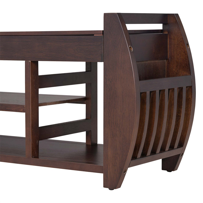 Banc de rangement multifonctionnel pour chaussures avec coussin d'entrée et de salon, Espresso