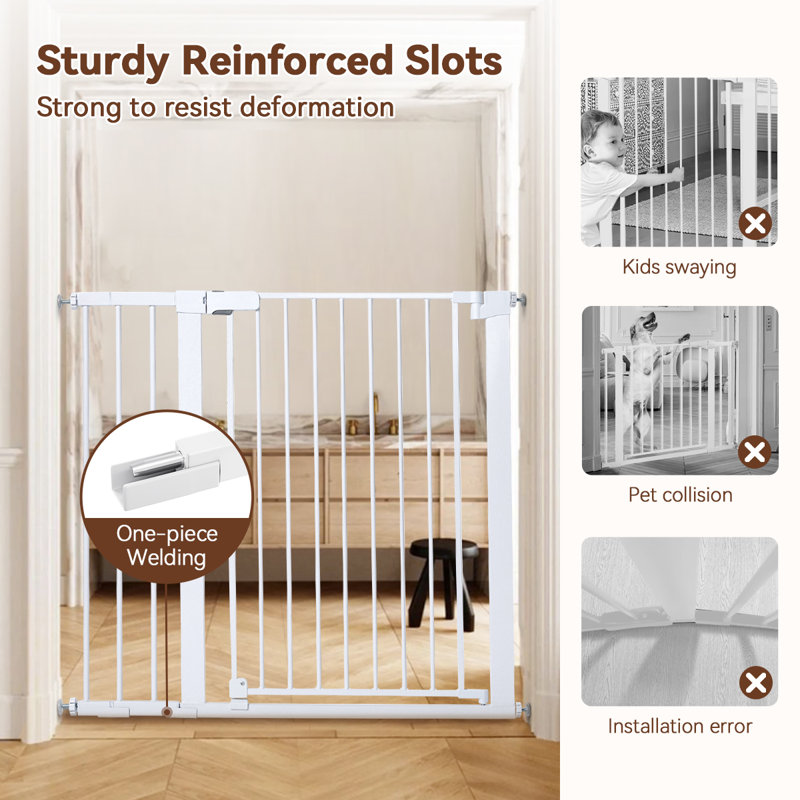 36" Extra Tall Safety Gate Pet Dog Gates, Fits Openings 29.5" to 40.6" Wide, White