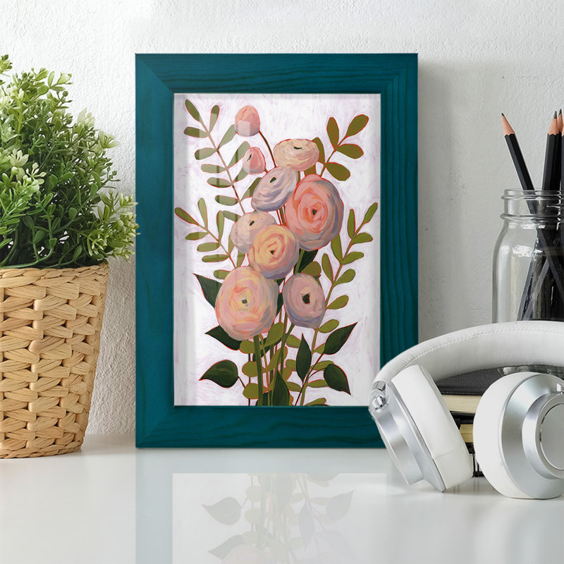 Flower Burst I, reproduction d'art sur papier, H 6 po x l 4 po x P 1 po, Bleu