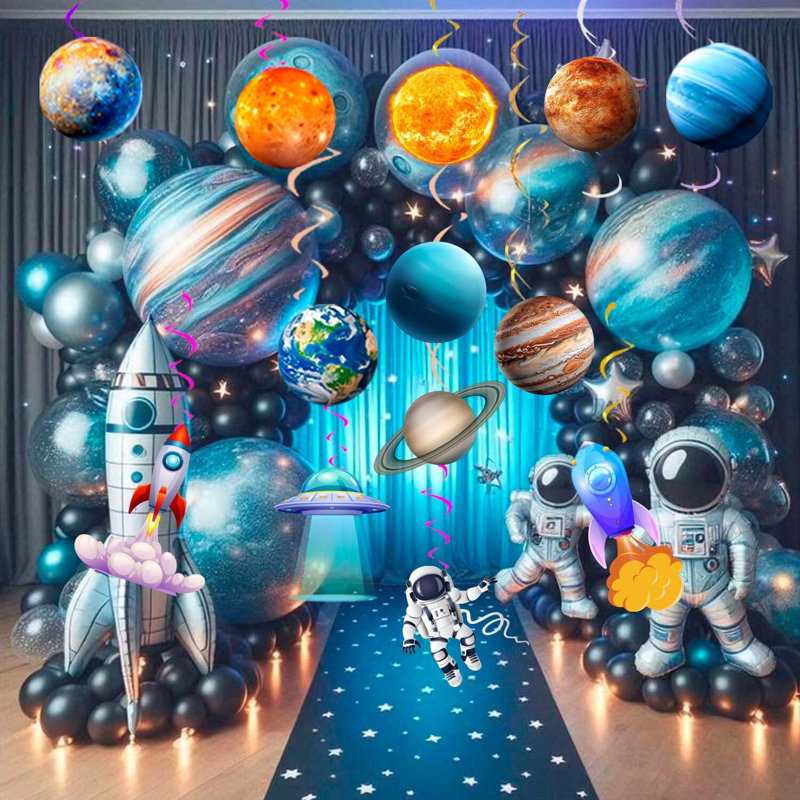 Tourbillon suspendu système solaire, 34 pièces décorations de fête sur le thème de l'espace