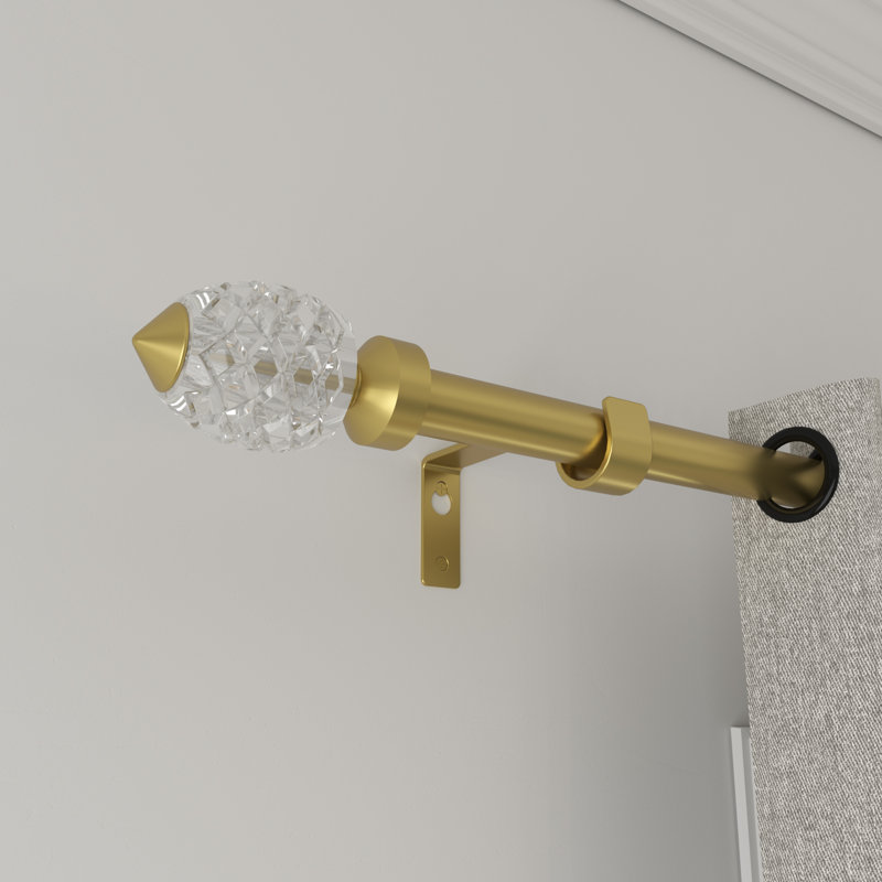 Tringle à rideaux simple réglable en métal avec embouts en cristal pour fenêtre, 84” – 120”
