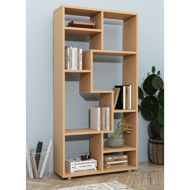 Avanell 116cm H x 58cm W Standard Bookcase, Brown, white and pink