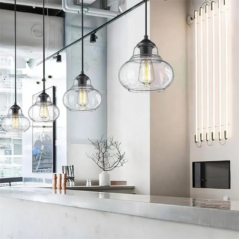 Luminaire suspendu en verre soufflé à la main moderne Kitchen Island