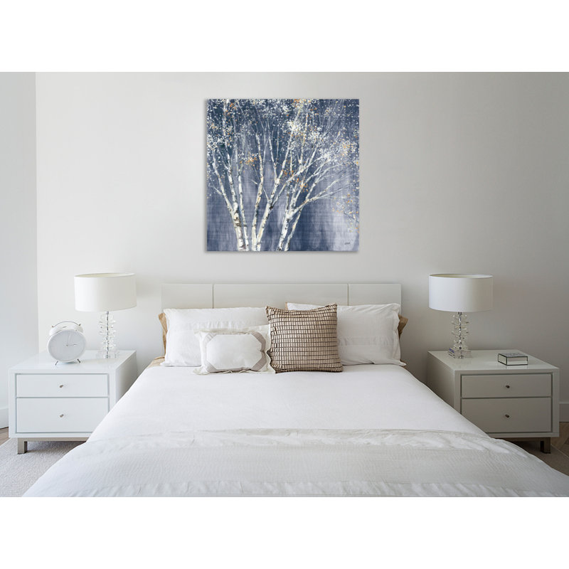 «Marine Blue Birch Fl retourné», toile tendue par Julia Purinton, H 30 po x l 30 po x P 1,5 po
