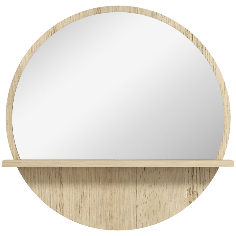 Round Mirror, Natural Wood