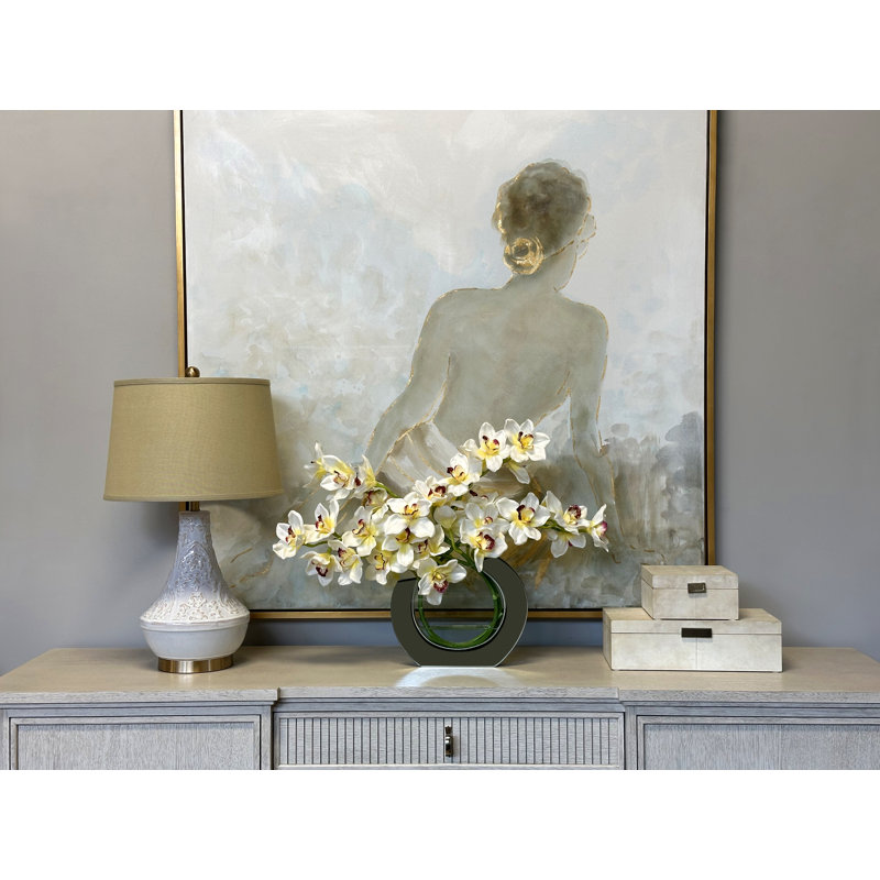 Orchid Arrangement in Mirrored Glass Vase