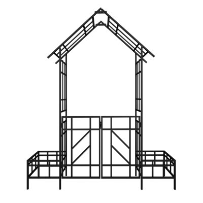 H 97,24 po x l 80,71 po en treillis de jardin en métal avec barrière et jardinière, support pour plante grimpante, revêtement antirouille