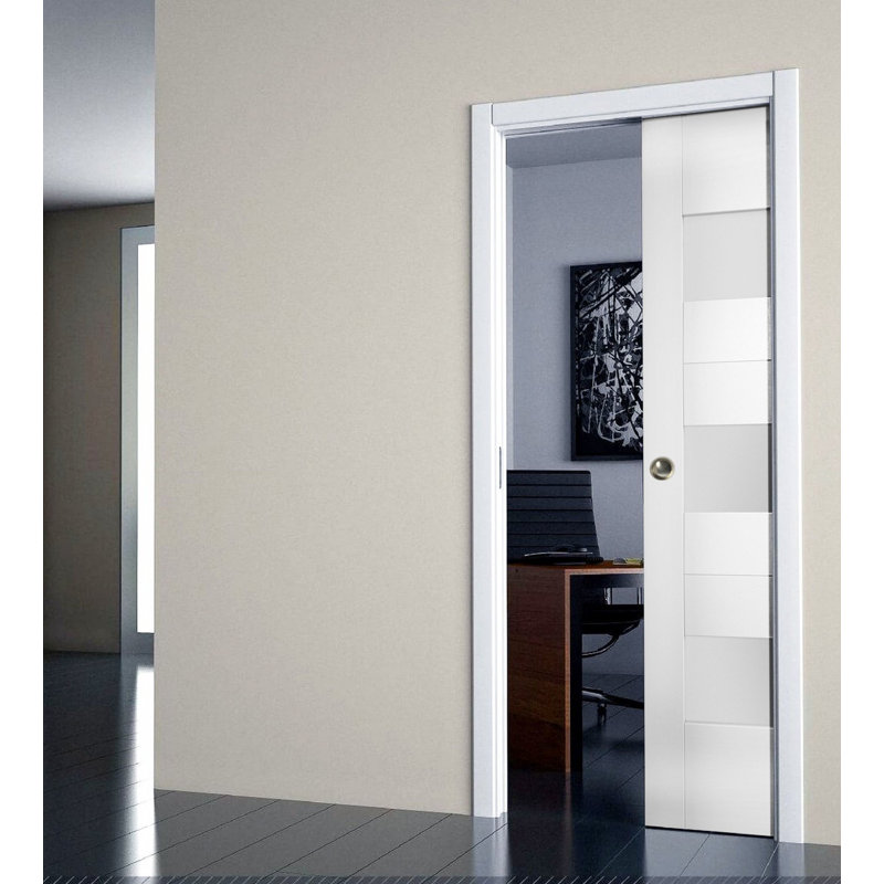 Porte blanche en verre givré Sete, 36 po x 80 po