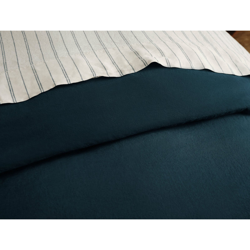 Coyuchi Organic Relaxed Linen Duvet Cover, Full/Queen Duvet Cover, Midnight Indigo