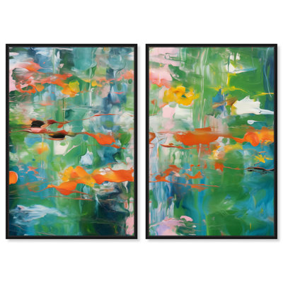 Ensemble de 2 textures abstraites sur toile Jungle Serenade par Art Remedy