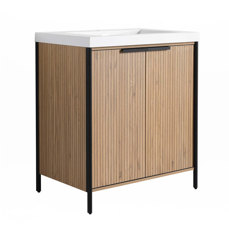Meuble-lavabo autoportant avec lavabo en résine