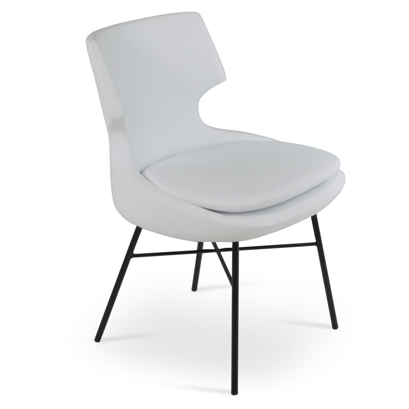 Patara Cross Side Chair, Leatherette Caramel