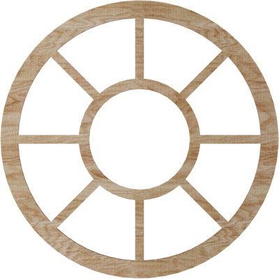24"OD x 8 3/4"ID x 3/8"T Grace Wood Fretwork Pierced Ceiling Medallion, Birch