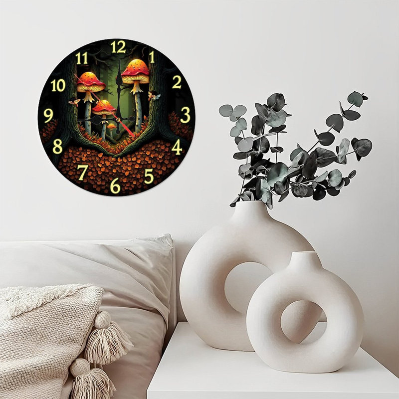 Horloge forêt, fées et champignons