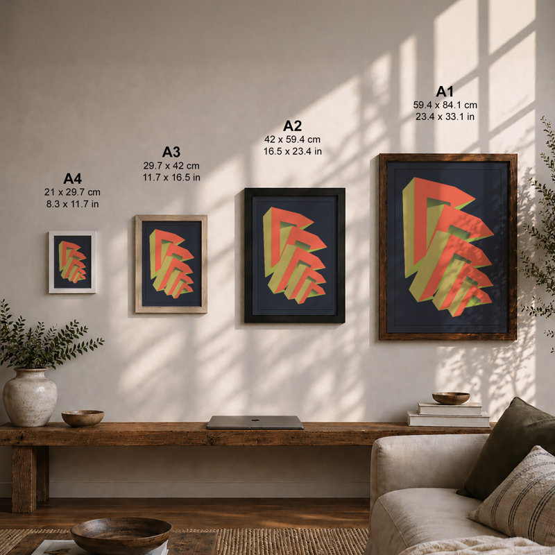 Ascending Arrows Geometric - Framed Print, Unframed, A3 - 42.0 x 29.7 cm