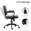 Chaise de bureau à domicile avec roulettes pivotantes, hauteur réglable et fonction d'inclinaison, microfibre, brun pour fauteuil confortable de longue durée, chiffon en microfibre, 17,75 po - 20,75 po, travail décontracté