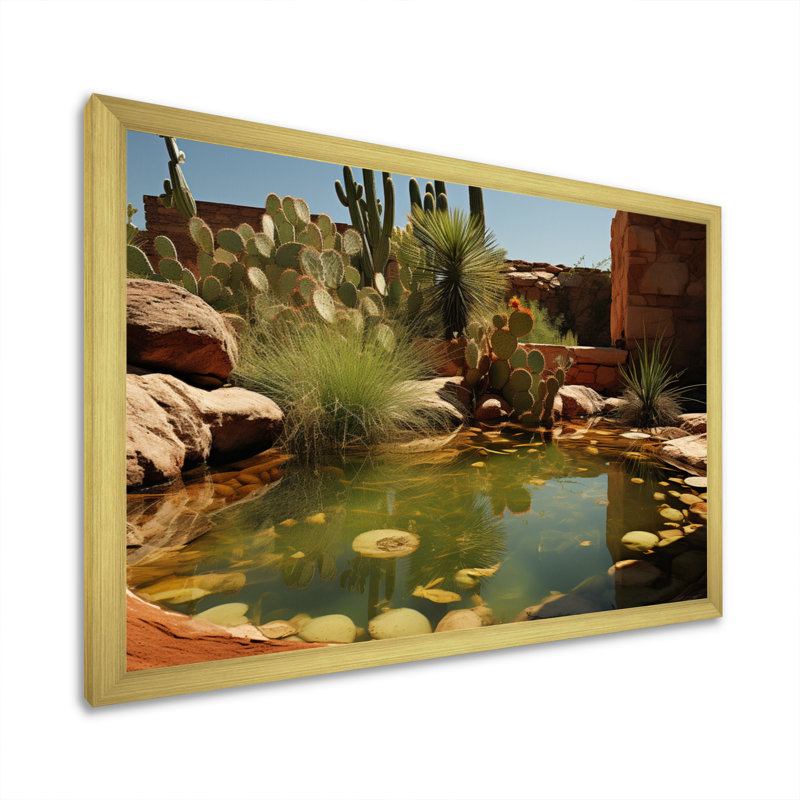 «Desert Oasis II», reproduction sur toile, Encadrement doré, H 30 po x l 40 po x P 1,5 po