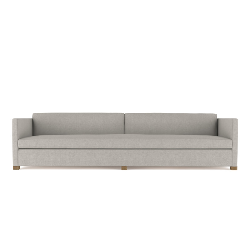 Canapé Madison, Lin à tissage carré argenté, H 33 po x l 84 po x P 38 po, Patiné