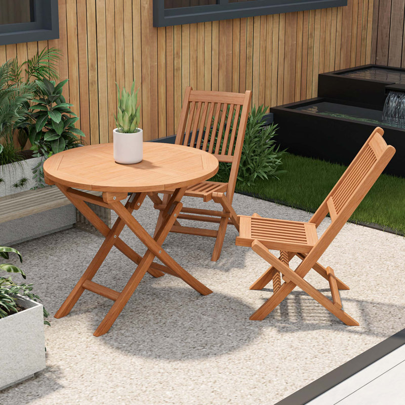 Reymouth Round 2 - Person 31.5'' Long Indonesia Teak Wood Bistro Set