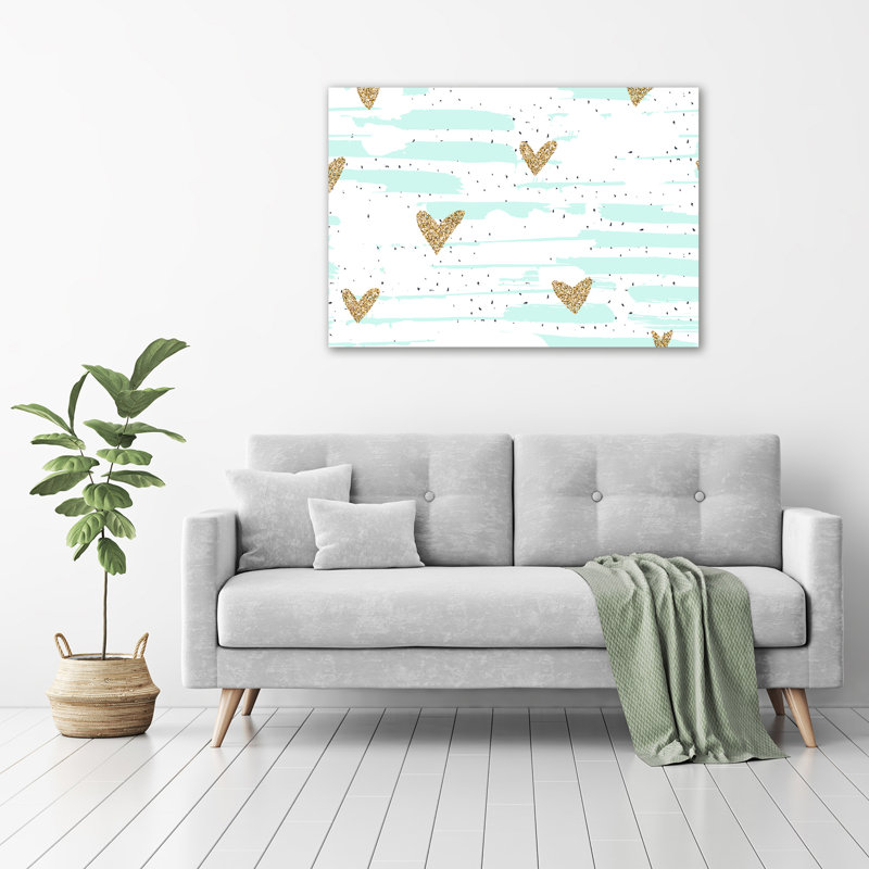 Golden Hearts Background - Wrapped Canvas Print
