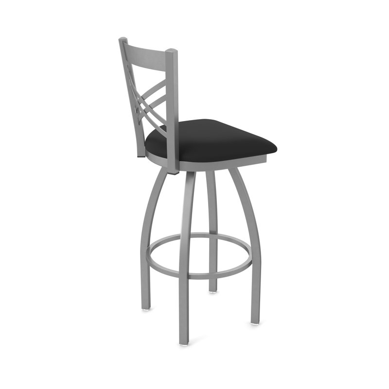 Tabouret pivotant 820 Catalina, Acier Inoxydable, Vinyle - vinyle noir, Tabouret de bar (siège d'une hauteur de 30 po)