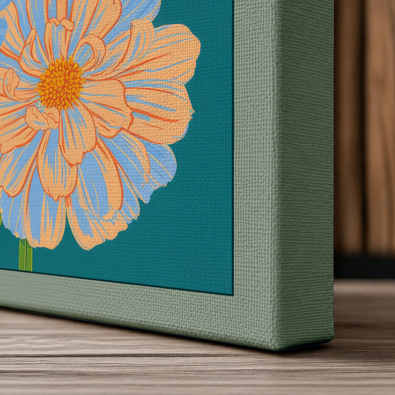 Cheerful Flower Bouquet Botanical 1 Piece Wrapped Canvas Wall Art, 30x20 - 76.2 x 50.8 cm, Sage Border