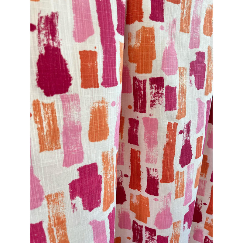Rideaux géométriques abstraits roses et orange, L 50 po x L 108 po