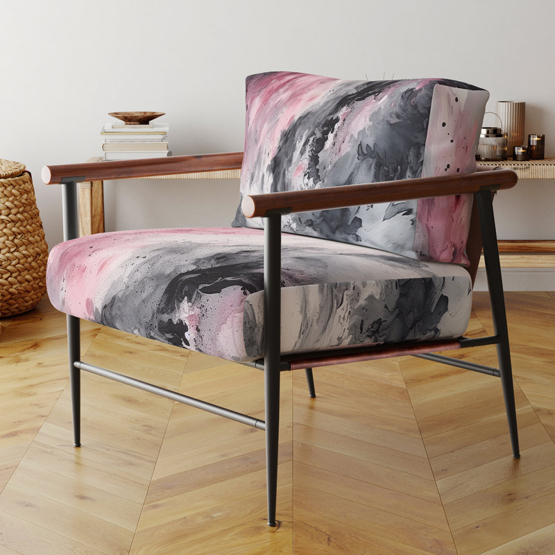 Fauteuil d'appoint rembourré Evolving In Pink Grey, Noir