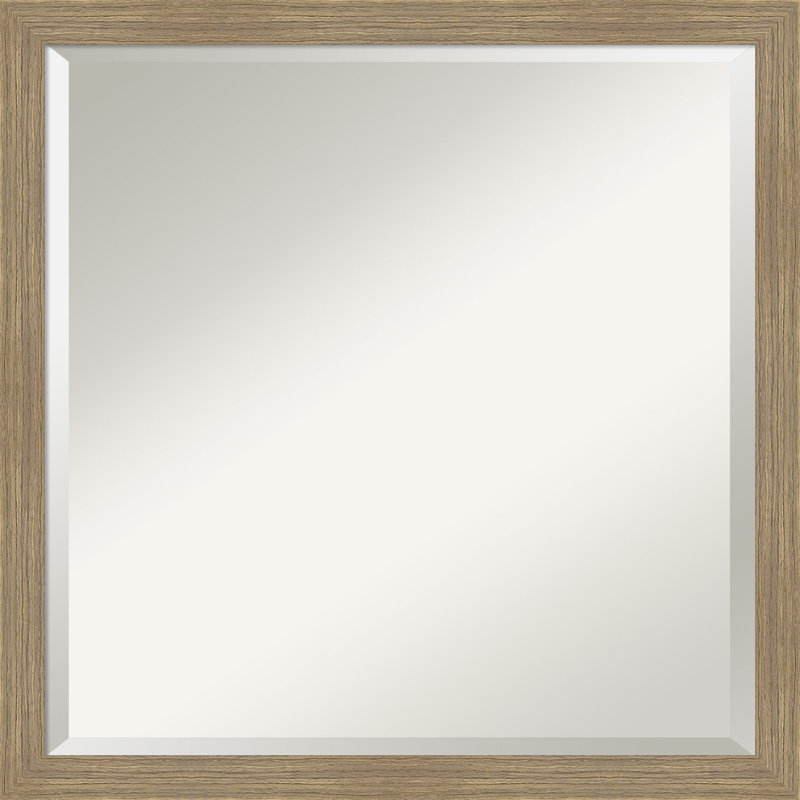 Jobany Solid Wood Wall Mirror, Brown, 22" x 22", Square