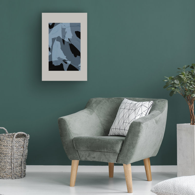 Art sur toile jais, coups de pinceau abstraits, années 60, H 32 po x l 22 po