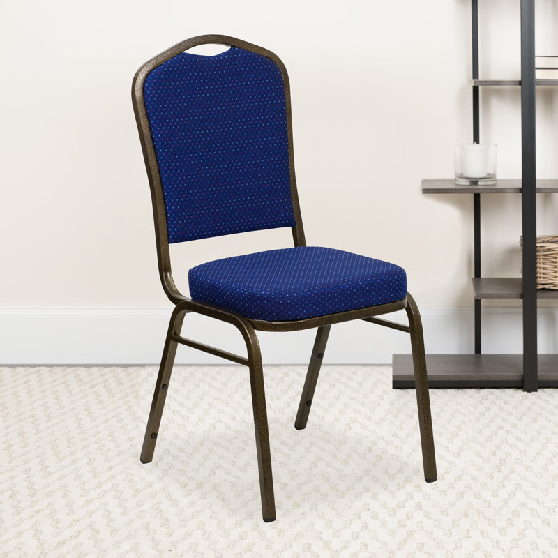 Chaise de banquet empilable Oliverson, Structure veinée cuivre, Vinyle brun clair, 1