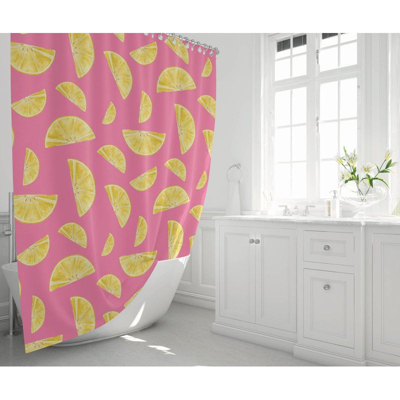 Summer Limes Ultra-Thin Lightweight Shower Curtain, Bubblegum Geometric