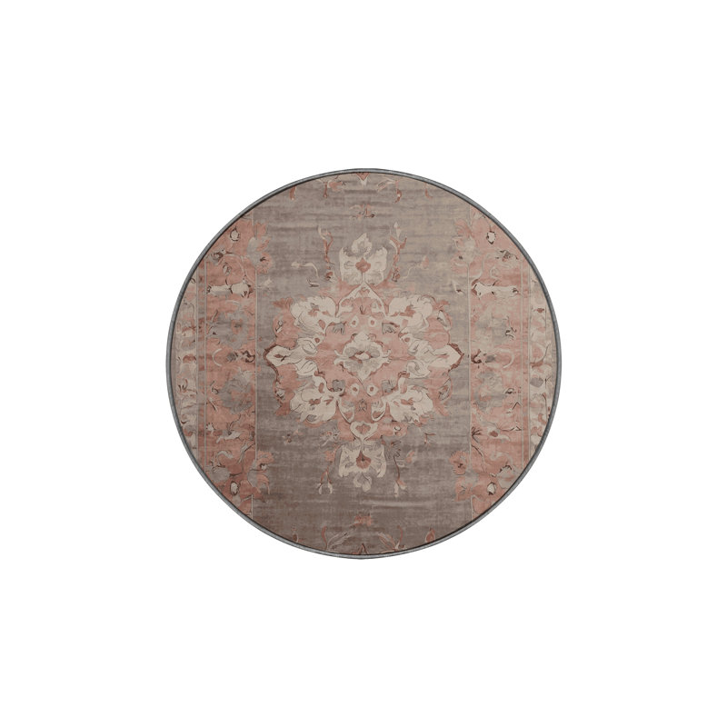 Machine Washable Gray Area Rug, Round 7'