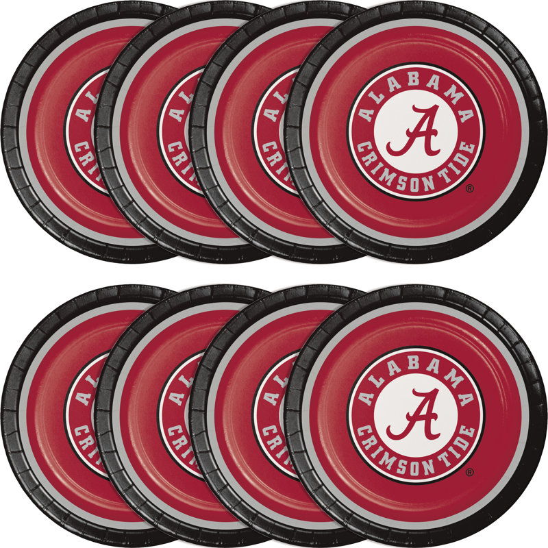 University of Alabama Red Round Disposable Paper Plates, 24 Count