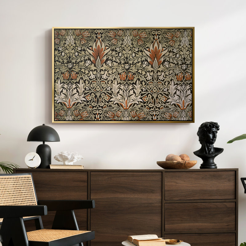 Tête de serpent - gris anthracite / épice, c. 1876 - William Morris - Toile tendue avec châssis encadrée, 24 po x 36 po