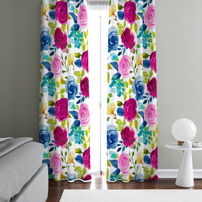 Panneaux de rideaux semi-transparents à motif floral