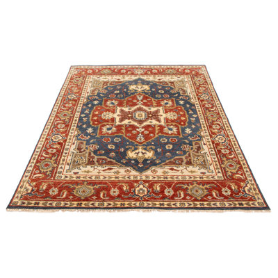 Hand-knotted Jules Serapi Navy Wool Rug 7'7" x 10'1"