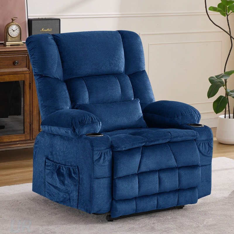 Fauteuil inclinable à deux moteurs et à grande capacité pour personnes âgées, Bleu