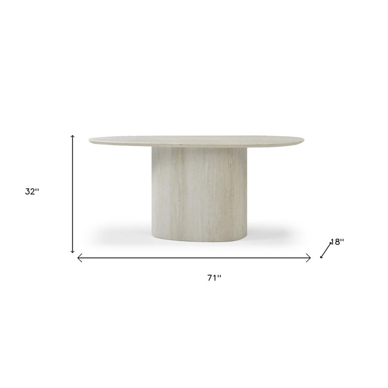 Console ovale en marbre 71 po beige